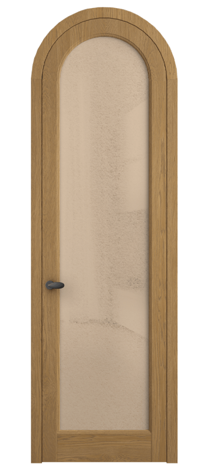 Межкомнатная дверь Palazzo 6814 Дуб солнечный матовый Фактурное оранжевое стекло "Лёд", триплекс Цена 212349 ₽ | Volhovec