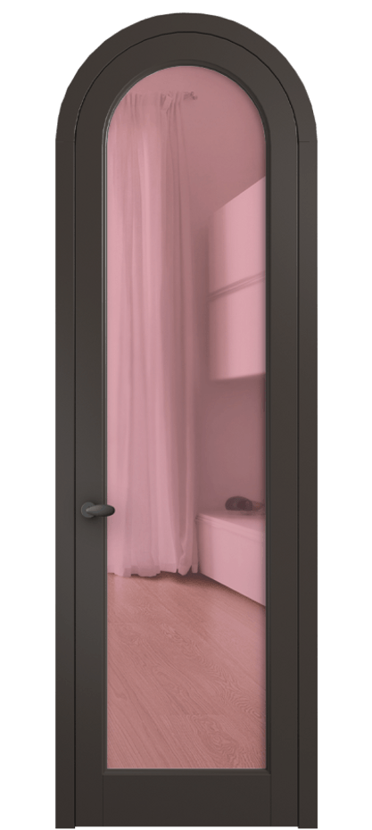 Межкомнатная дверь Палаццо 6814 Матовый антрацит Прозрачное розовое стекло, триплекс Цена 844100 AMD | Volhovec
