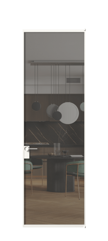 Алюминиевая дверь АЛПЛ040.01 Алюминий Белый Прозрачное серое стекло, триплекс, 6 мм Цена 695520  | Volhovec