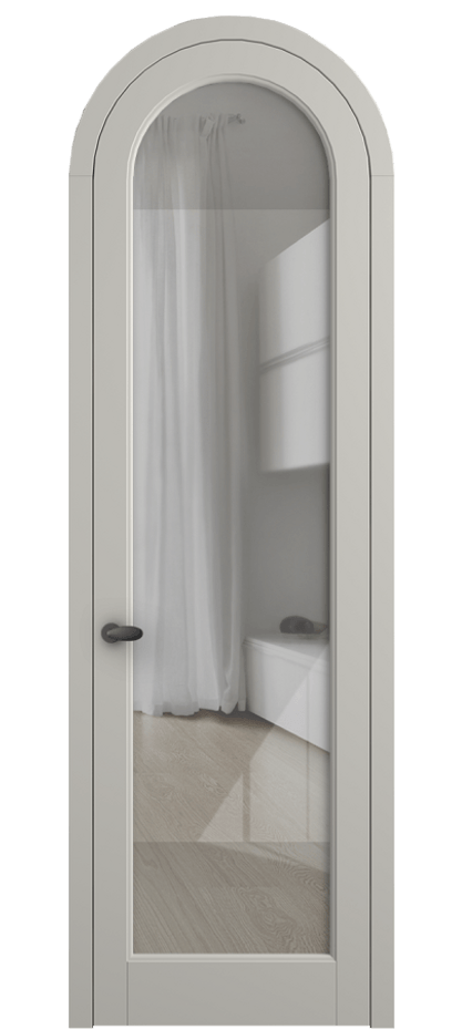 Межкомнатная дверь Палаццо 6814 Матовый тёплый серый Рефлективное прозрачное стекло "Стопсол", калёное Цена 898000 AMD | Volhovec