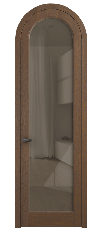Межкомнатная дверь Палаццо 6814 Дуб каштановый матовый Рефлективное бронзовое стекло "Стопсол", калёное Цена 1445600 AMD | Volhovec
