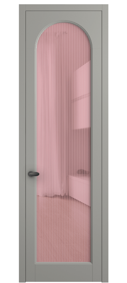 Межкомнатная дверь Палаццо 6804 Матовый нейтральный серый Рифлёное розовое стекло "Moru", триплекс Цена 708300 AMD | Volhovec