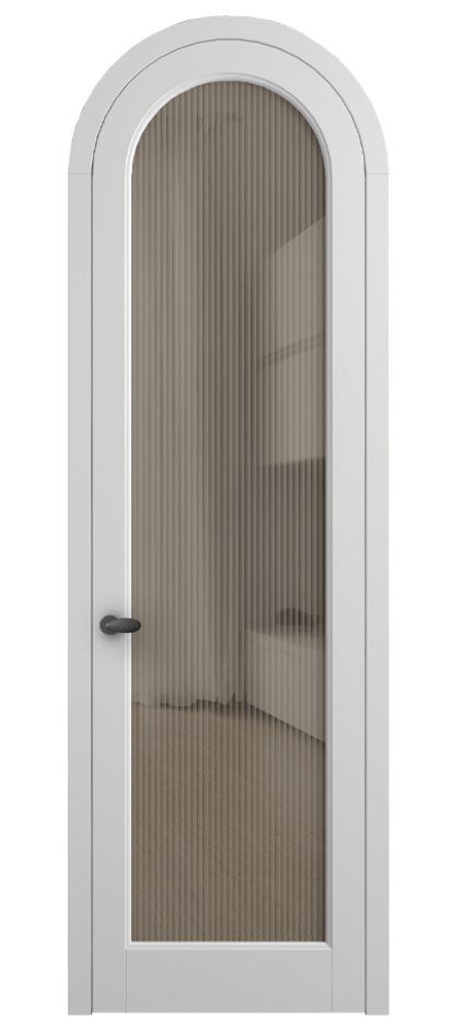 Межкомнатная дверь Палаццо 6814 Матовый белоснежный Рифлёное бронзовое стекло "Мору", триплекс Цена 898000 AMD | Volhovec