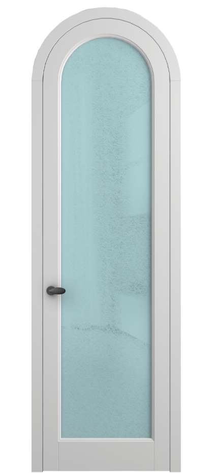 Межкомнатная дверь Палаццо 6814 Матовый белоснежный Фактурное голубое стекло "Лёд", триплекс Цена 884500 AMD | Volhovec
