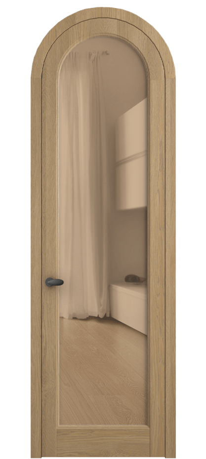 Межкомнатная дверь Палаццо 6814 Дуб соломенный матовый Прозрачное оранжевое стекло, триплекс Цена 1420600 AMD | Volhovec