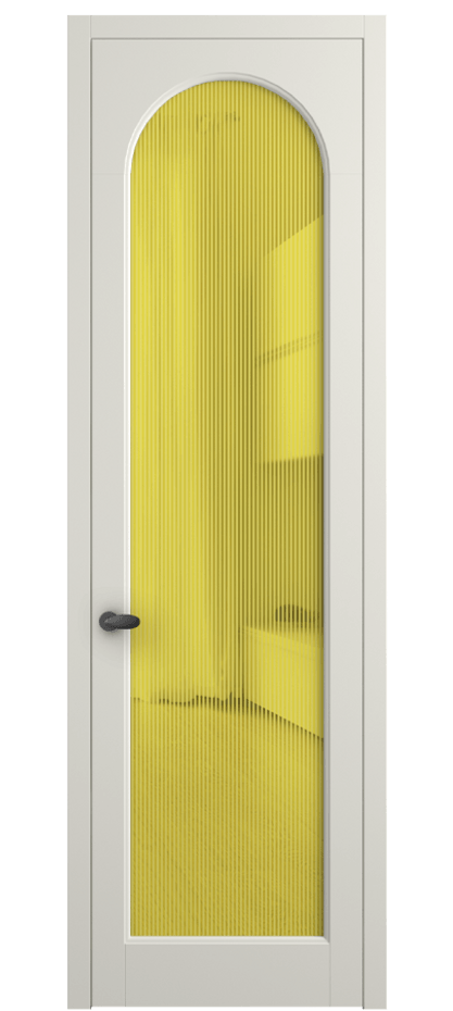 Межкомнатная дверь Палаццо 6804 Матовый жемчужный Рифлёное желтое стекло "Дюна", триплекс Цена 694800 AMD | Volhovec