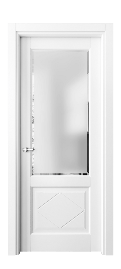 Дверь межкомнатная Toscana Rombo 6342 Бук белоснежный Сатинированное стекло с фацетом Гладкий наличник ББЛ Цена 506060 AMD Наличники уже входят в базовый комплект. Фабрика дверей Волховец 8 (800) 551 43 19 Межкомнатная дверь Toscana Rombo 6342 Бук белоснежный Сатинированное стекло с фацетом Цена 506060 AMD | Volhovec