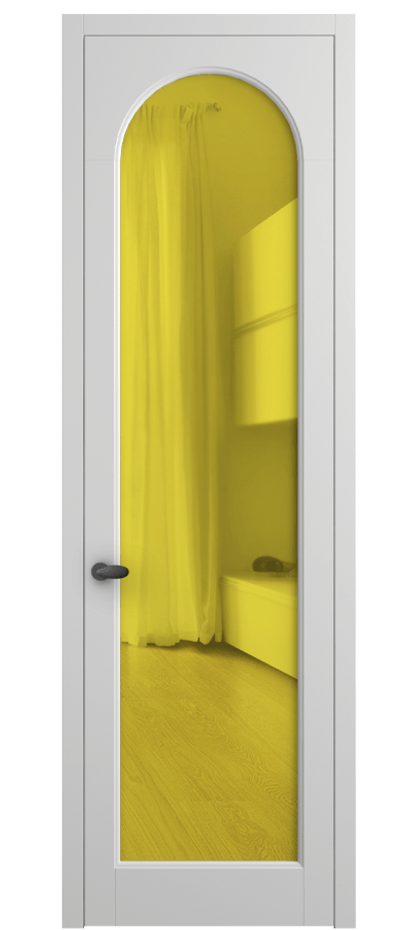 Межкомнатная дверь Палаццо 6804 Матовый белоснежный Прозрачное жёлтое стекло, триплекс Цена 654400 AMD | Volhovec