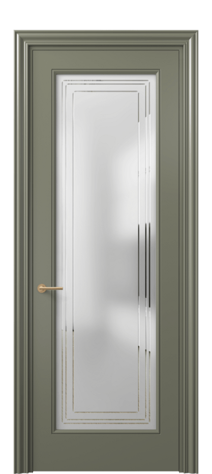 Дверь межкомнатная Mascot 8400 Матовый оливковый тёмный Сатинированное стекло с гравировкой "Грани", триплекс, 7 мм Фигурный наличник МОТ Цена 523330 AMD Наличники уже входят в базовый комплект. Фабрика дверей Волховец 8 (800) 551 43 19 Межкомнатная дверь Mascot 8400 Матовый оливковый тёмный Сатинированное стекло с гравировкой "Грани", триплекс, 7 мм Цена 523330 AMD | Volhovec