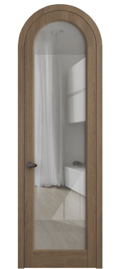 Межкомнатная дверь Палаццо 6814 Дуб джутовый матовый Рефлективное прозрачное стекло "Стопсол", калёное Цена 1445600 AMD | Volhovec