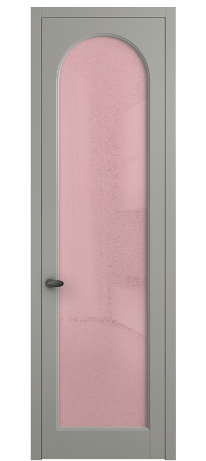 Межкомнатная дверь Палаццо 6804 Матовый нейтральный серый Фактурное розовое стекло "Лёд", триплекс Цена 694800 AMD | Volhovec