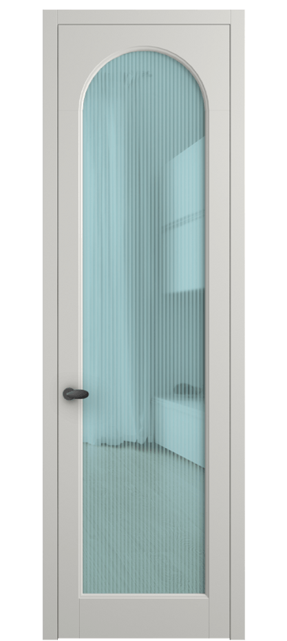 Межкомнатная дверь Палаццо 6804 Матовый серый Рифлёное голубое стекло "Moru", триплекс Цена 708300 AMD | Volhovec