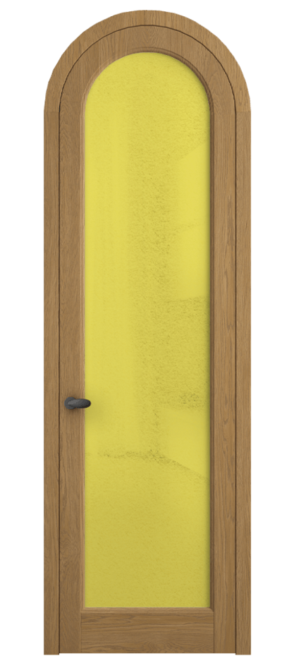 Межкомнатная дверь Палаццо 6814 Дуб солнечный матовый Фактурное жёлтое стекло "Лёд", триплекс Цена 1461100 AMD | Volhovec