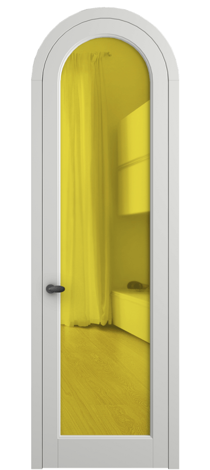 Межкомнатная дверь Палаццо 6814 Матовый светло-серый Прозрачное жёлтое стекло, триплекс Цена 844100 AMD | Volhovec