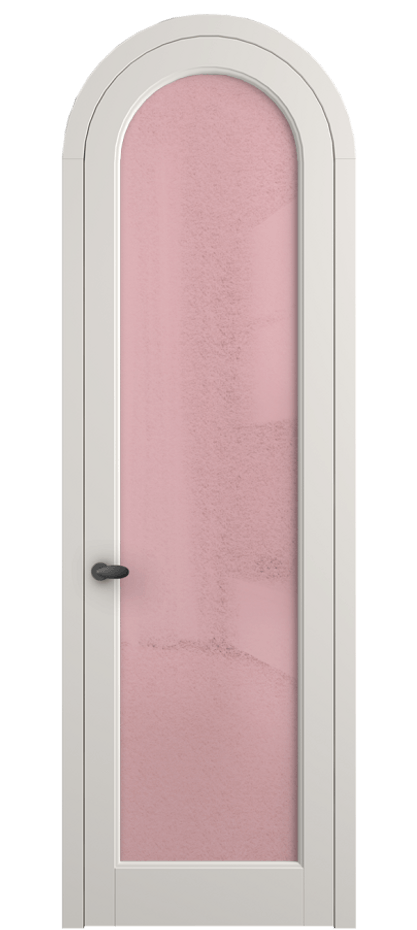 Межкомнатная дверь Палаццо 6814 Матовый пудровый белый Фактурное розовое стекло "Лёд", триплекс Цена 905400 AMD | Volhovec