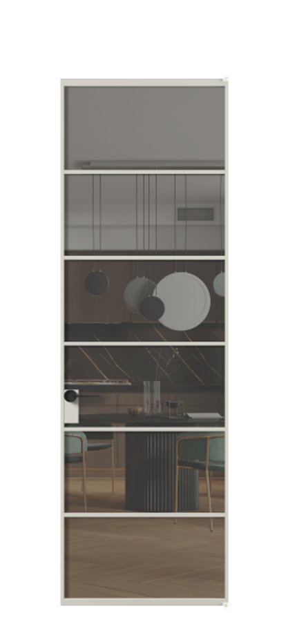 Алюминиевая дверь АЛПЛ040.04 Алюминий тёплый серый Прозрачное серое стекло, триплекс Цена 866810  | Volhovec