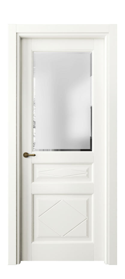 Межкомнатная дверь Тоскана Ромбо 6344 Матовый жемчужный Сатинированное стекло с фацетом Цена 680460 AMD | Volhovec