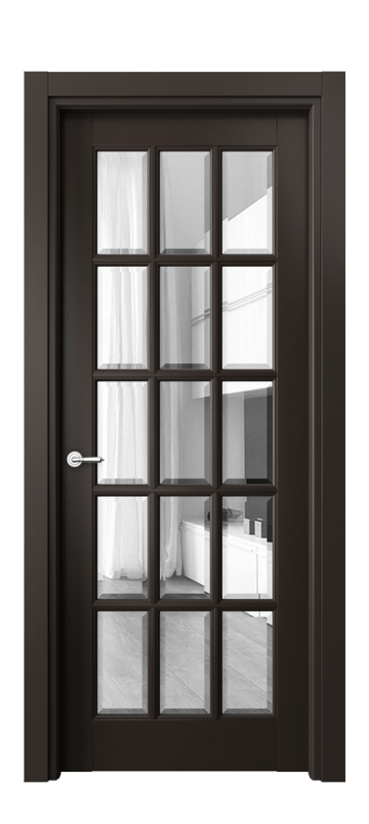 Дверь межкомнатная Тоскана Грильято 6311 Матовый антрацит Прозрачное стекло с фацетом Гладкий наличник МАН Цена 788370 AMD Наличники уже входят в базовый комплект. Фабрика дверей Волховец 8 (800) 551 43 19 Межкомнатная дверь Тоскана Грильято 6311 Матовый антрацит Прозрачное стекло с фацетом Цена 788370 AMD | Volhovec