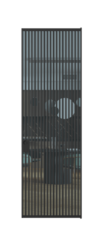 Алюминиевая дверь АЛПЛ040.06 Алюминий Черный Прозрачное голубое стекло, триплекс Цена 1146020  | Volhovec