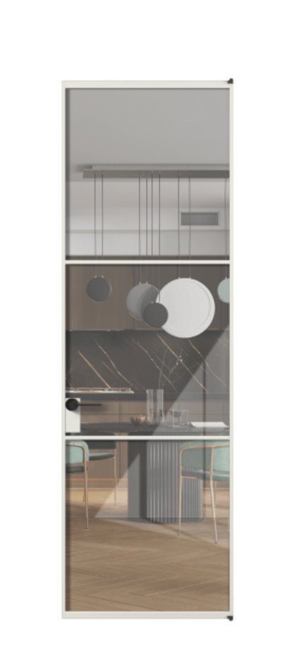 Алюминиевая дверь АЛПЛ040.03 Алюминий серый Рефлективное прозрачное стекло "Stopsol", калёное Цена 984560  | Volhovec