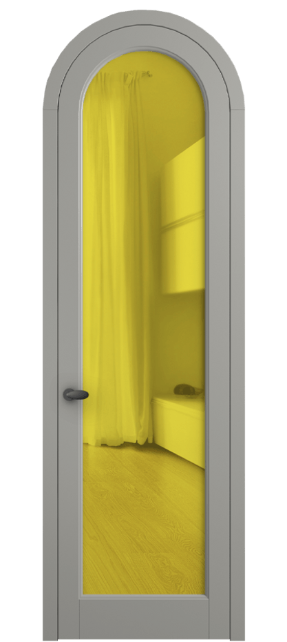 Межкомнатная дверь Палаццо 6814 Матовый нейтральный серый Прозрачное жёлтое стекло, триплекс Цена 865000 AMD | Volhovec