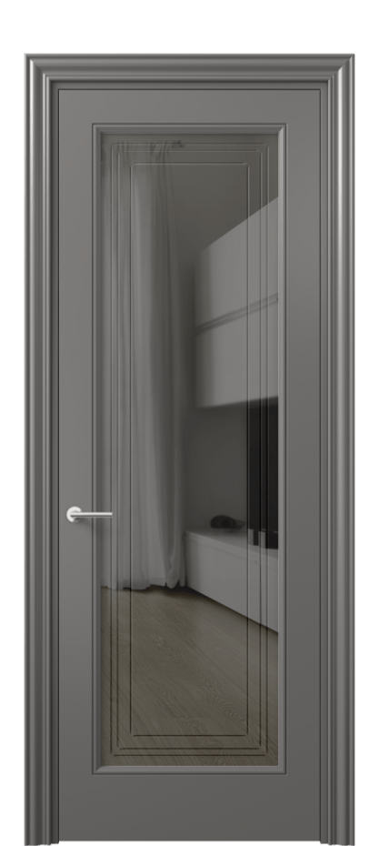Межкомнатная дверь Маскот 8400 Матовый классический серый Прозрачное серое стекло с гравировкой "Грани", триплекс Цена 579300 AMD | Volhovec