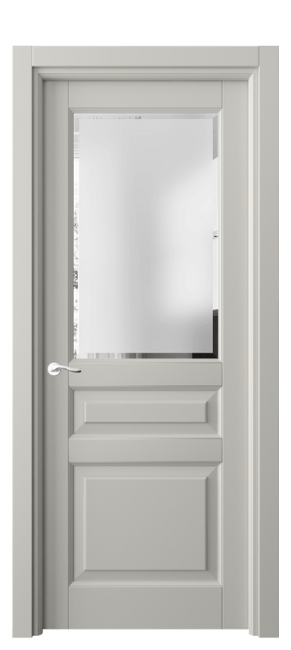 Межкомнатная дверь Лигнум 0710 Матовый тёплый серый Сатинированное стекло с фацетом Цена 709460 AMD | Volhovec