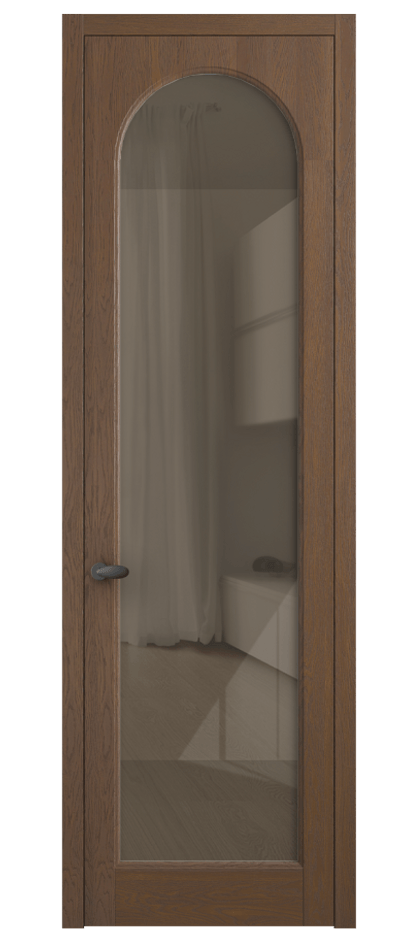 Межкомнатная дверь Палаццо 6804 Дуб каштановый матовый Рефлективное бронзовое стекло "Стопсол", калёное Цена 1053600 AMD | Volhovec