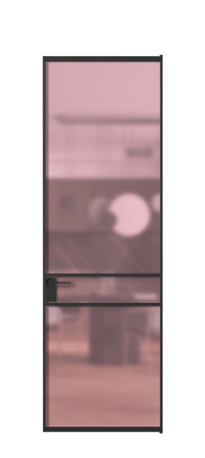 Алюминиевая дверь АЛПЛ040.02 Алюминий Черный Сатинированное розовое стекло, триплекс Цена 21812760  | Volhovec