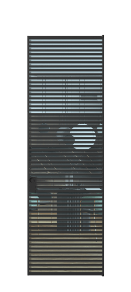 Алюминиевая дверь АЛПЛ040.07 Алюминий Черный Прозрачное голубое стекло, триплекс Цена 34496200  | Volhovec