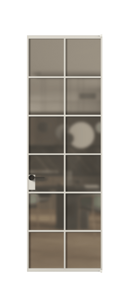 Алюминиевая дверь АЛПЛ040.05 Алюминий облачно-серый Сатинированное бронзовое стекло, триплекс Цена 1008030  | Volhovec