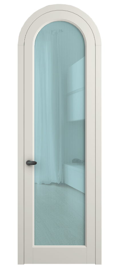 Межкомнатная дверь Палаццо 6814 Матовый жемчужный Рифлёное голубое стекло "Дюна", триплекс Цена 884500 AMD | Volhovec