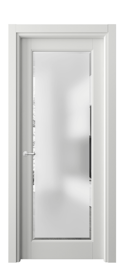 Межкомнатная дверь Тоскана Элегантэ 6300 Матовый светло-серый Сатинированное стекло с фацетом Цена 635950 AMD | Volhovec