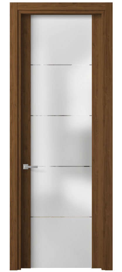 Межкомнатная дверь Planum 4114 Лесной орех Сатинированное стекло с гравировкой «КВАДРО», триплекс Цена 220120 AMD | Volhovec
