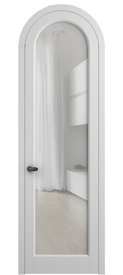 Межкомнатная дверь Палаццо 6814 Матовый белоснежный Рифлёное стекло "Дюна", триплекс Цена 131159 ₽ | Volhovec