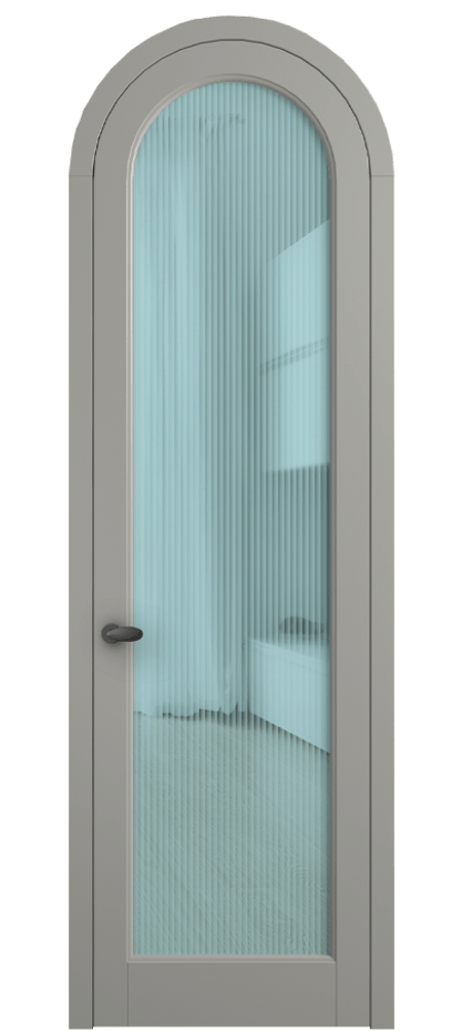 Межкомнатная дверь Палаццо 6814 Матовый нейтральный серый Рифлёное голубое стекло "Мору", триплекс Цена 898000 AMD | Volhovec