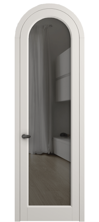 Межкомнатная дверь Палаццо 6814 Матовый пудровый белый Прозрачное серое стекло, триплекс Цена 865000 AMD | Volhovec