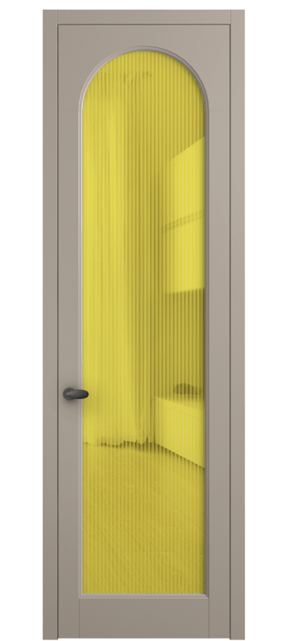 Межкомнатная дверь Палаццо 6804 Матовый бисквитный Рифлёное жёлтое стекло "Мору", триплекс Цена 708300 AMD | Volhovec