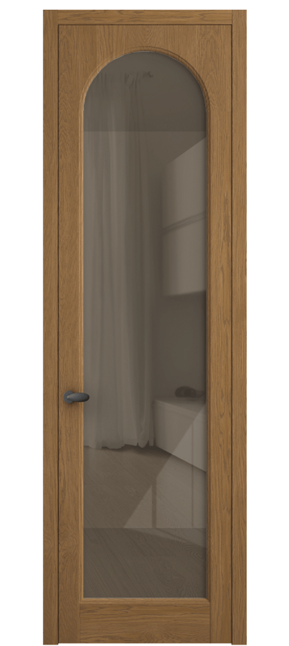 Межкомнатная дверь Палаццо 6804 Дуб пряный матовый Рефлективное бронзовое стекло "Стопсол", калёное Цена 1053600 AMD | Volhovec