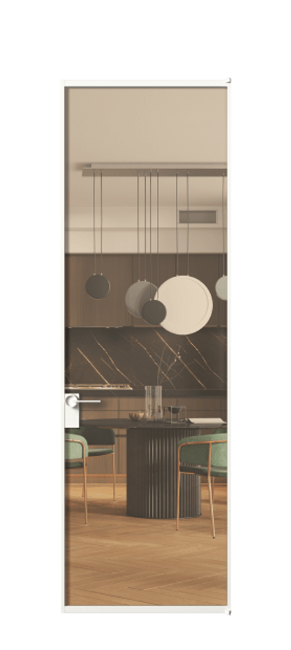 Алюминиевая дверь АЛПЛ040.01 Алюминий Белый Прозрачное оранжевое стекло, триплекс, 6мм Цена 695520  | Volhovec