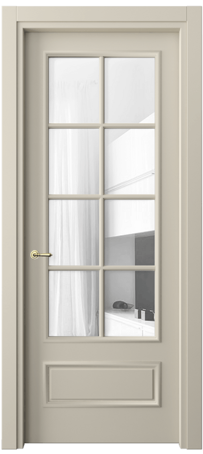 Межкомнатная дверь Париж 8112 Матовый бежево-серый Прозрачное стекло Цена 416270 AMD| Volhovec