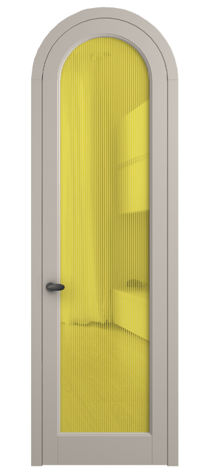 Межкомнатная дверь Палаццо 6814 Матовый светло-бежевый Рифлёное желтое стекло "Дюна", триплекс Цена 884500 AMD | Volhovec