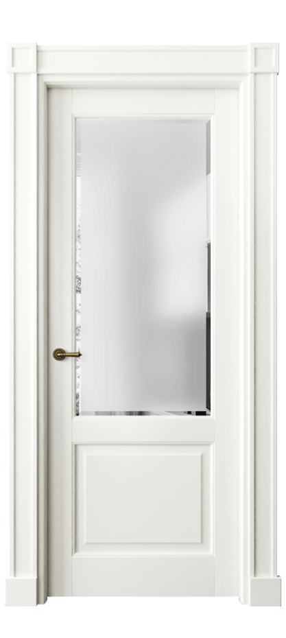 Межкомнатная дверь Тоскана Плано 6302 Матовый жемчужный Сатинированное стекло с фацетом Цена 129639 ₽ | Volhovec