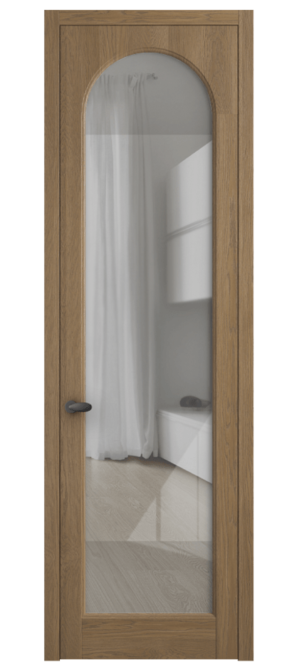 Межкомнатная дверь Палаццо 6804 Дуб мускатный матовый Рефлективное прозрачное стекло "Стопсол", калёное Цена 1053600 AMD | Volhovec