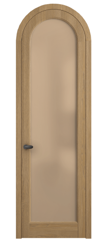 Межкомнатная дверь Палаццо 6814 Дуб пшеничный матовый Сатинированное оранжевое стекло, триплекс Цена 1391600 AMD | Volhovec