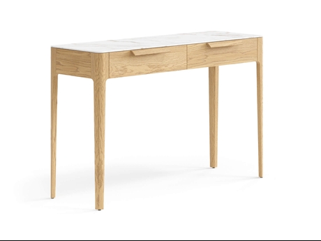 Мебель Консоль Piega 2 ящика. Цвет Дуб соломенный матовый. Материал Массив дуба матовый. Коллекция Консоль Piega 2 ящика. Картинка.