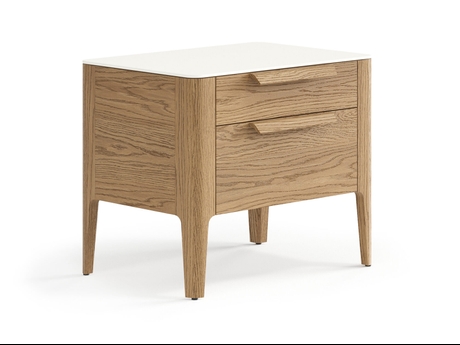 Мебель Тумба прикроватная Piega 2 ящика. Цвет Дуб мускатный матовый. Материал Массив дуба матовый. Коллекция Тумба прикроватная Piega 2 ящика. Картинка.