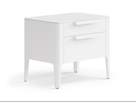 Мебель Тумба прикроватная Piega 2 ящика. Цвет Матовый пудровый белый. Материал Гладкая эмаль. Коллекция Тумба прикроватная Piega 2 ящика. Картинка.