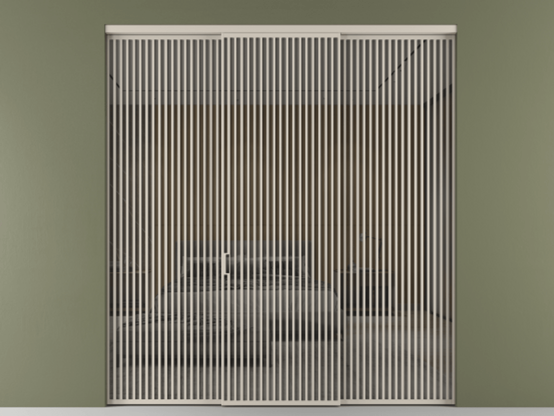 Перегородка Формато внутри проёма 3 створки АЛПР 040.06 Алюминий светло-бежевый Рефлективное серое стекло "Стопсол", калёное Цена 4124630 AMD | Volhovec