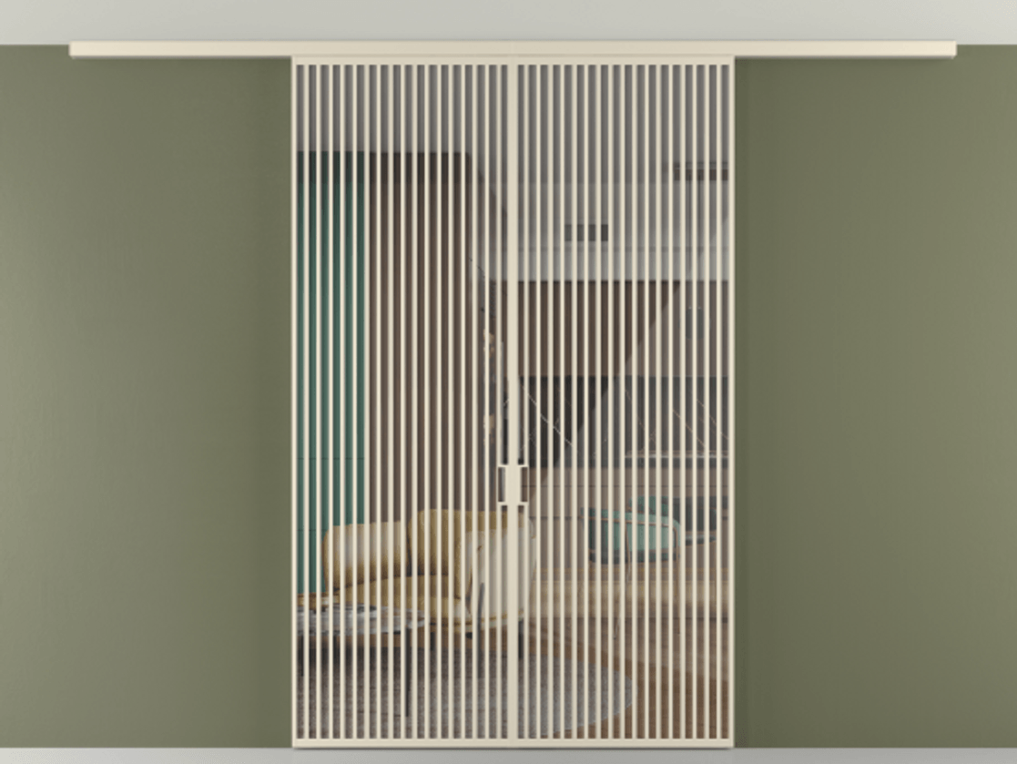 Перегородка Формато вдоль стены на потолок 2 створки АЛПР 040.06 Алюминий бежево-серый Рефлективное прозрачное стекло "Стопсол", калёное Цена 3099000 AMD | Volhovec